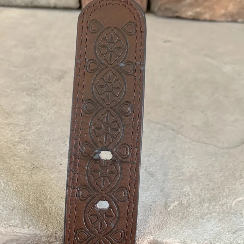 Etched faux leather belt 37 inches